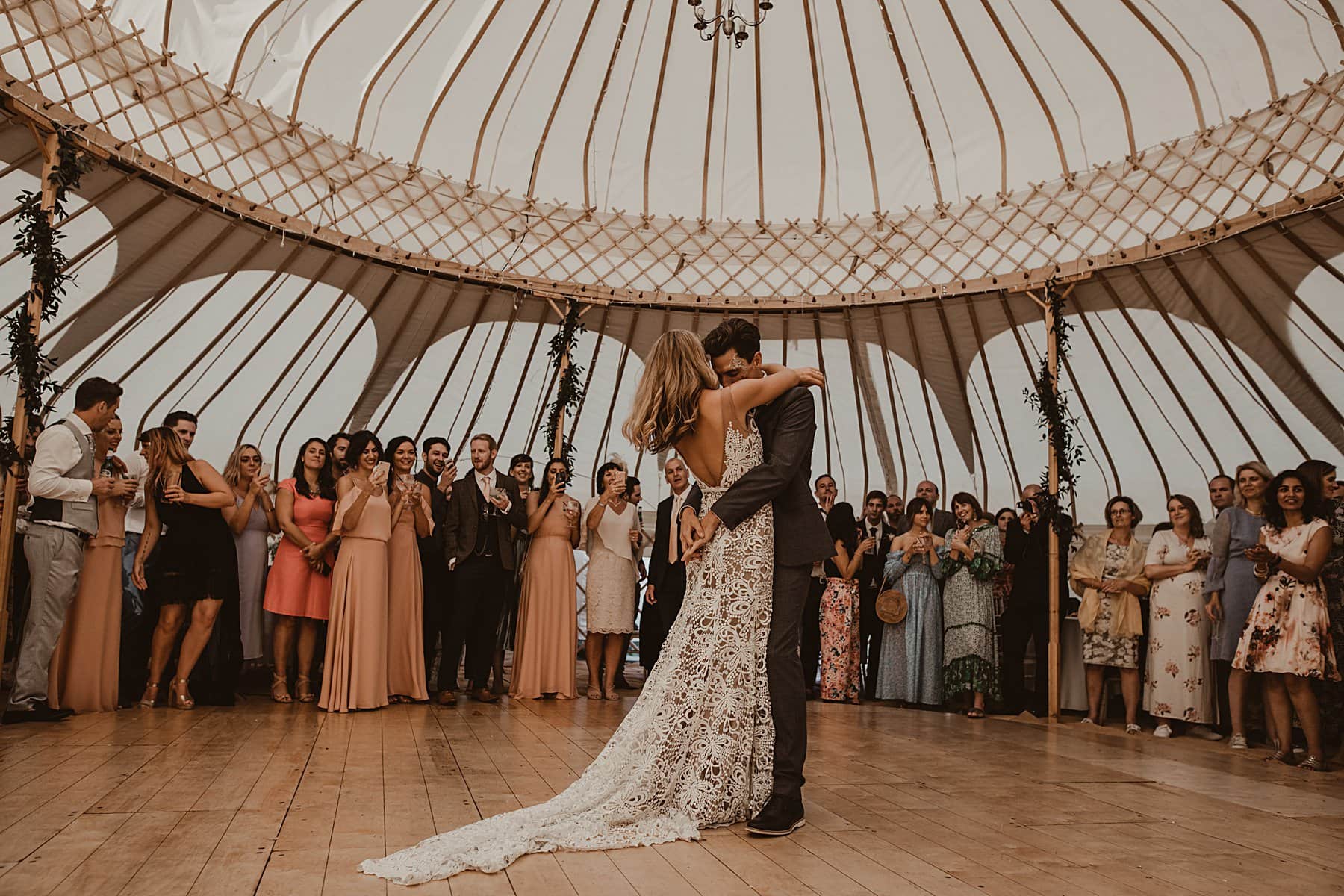 Bride and Groom first dance in yurt