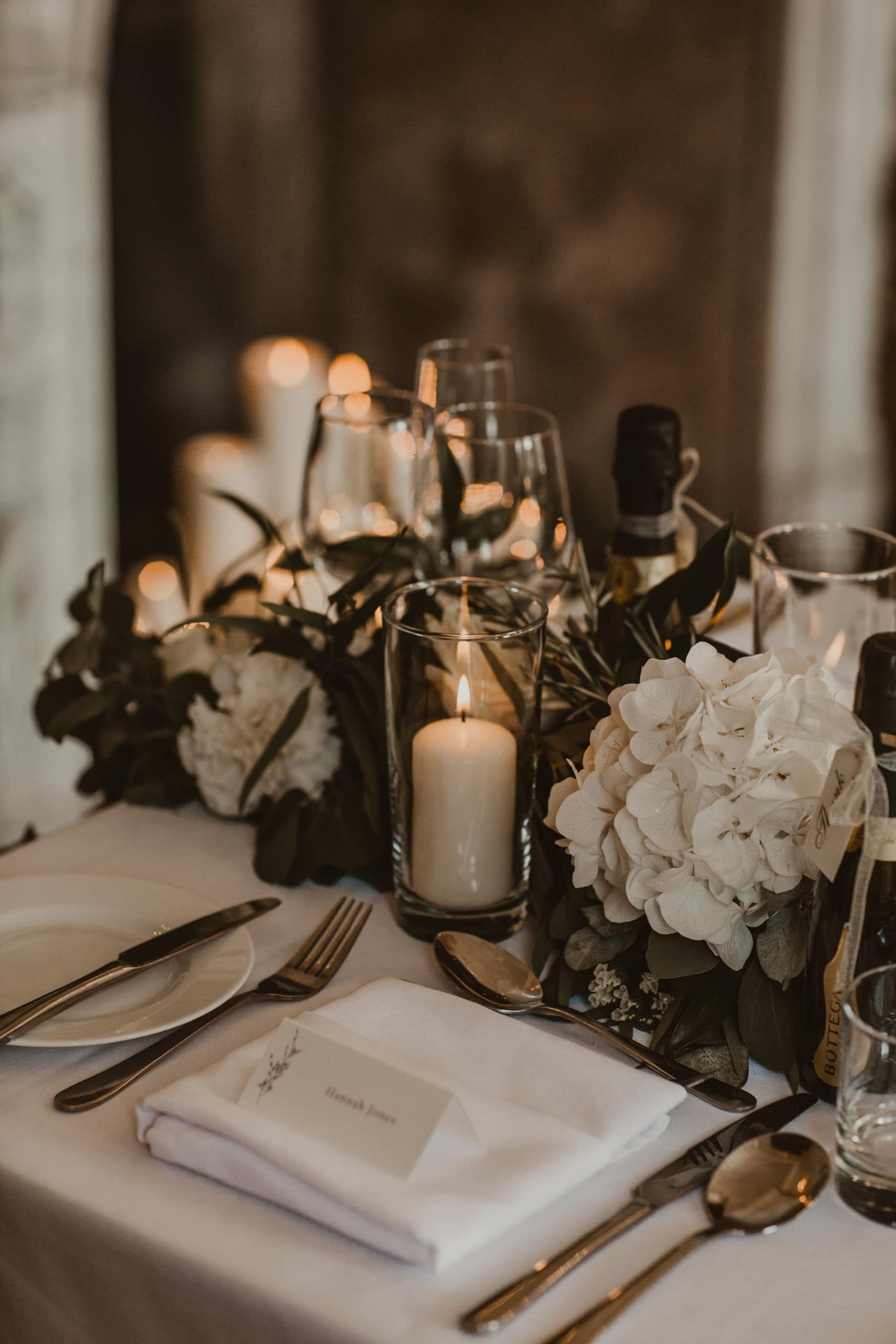 candles and floral table setting